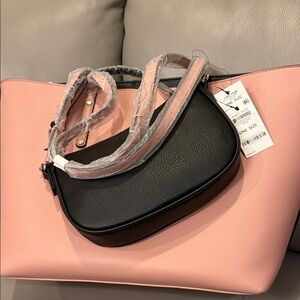 INC Pink and Black Women's Tote and Crossbody Bag Set-NWT